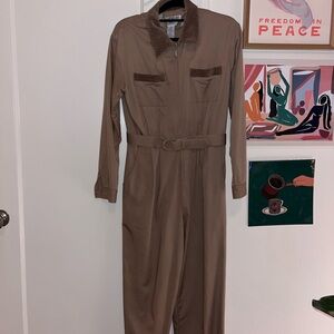 Jessica Howard Tan Jumpsuit with Belt